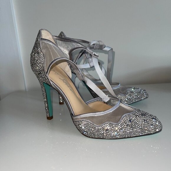 Betsey Johnson Iris Sparkly Shoes rhinestone pumps 8 - Picture 10 of 13